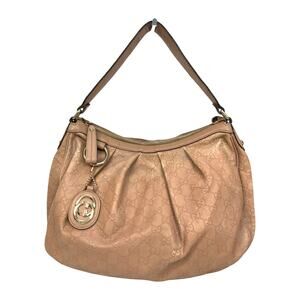 Gucci Sukey Guccissima Leather Hobo Bag Blush Pink 232955 Authentic Italy
